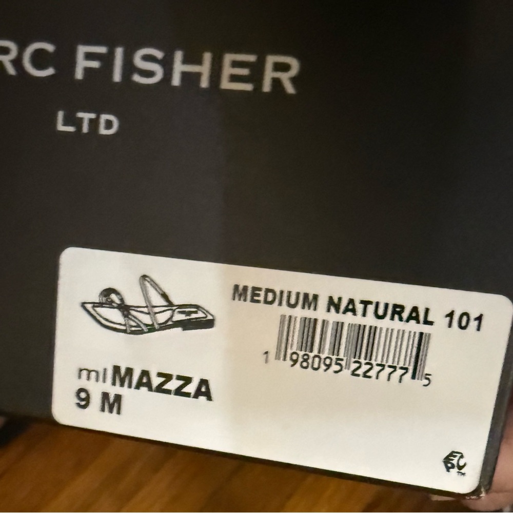 Marc Fisher Mazza Tan Sandals | Gold Accent Heels - Picture 10 of 10